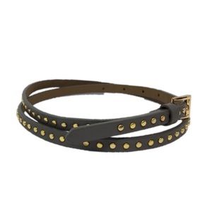 J Crew Medium Belt - Light Grey + Gold